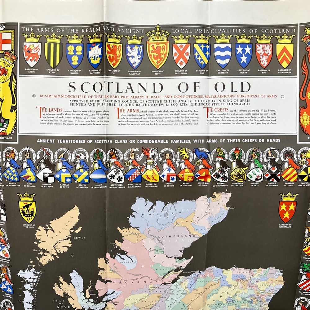 Bartholomew Clan Map Scotland of Old Tartan Plaid Vintage Scottish Chiefs - Picture 6 of 10
